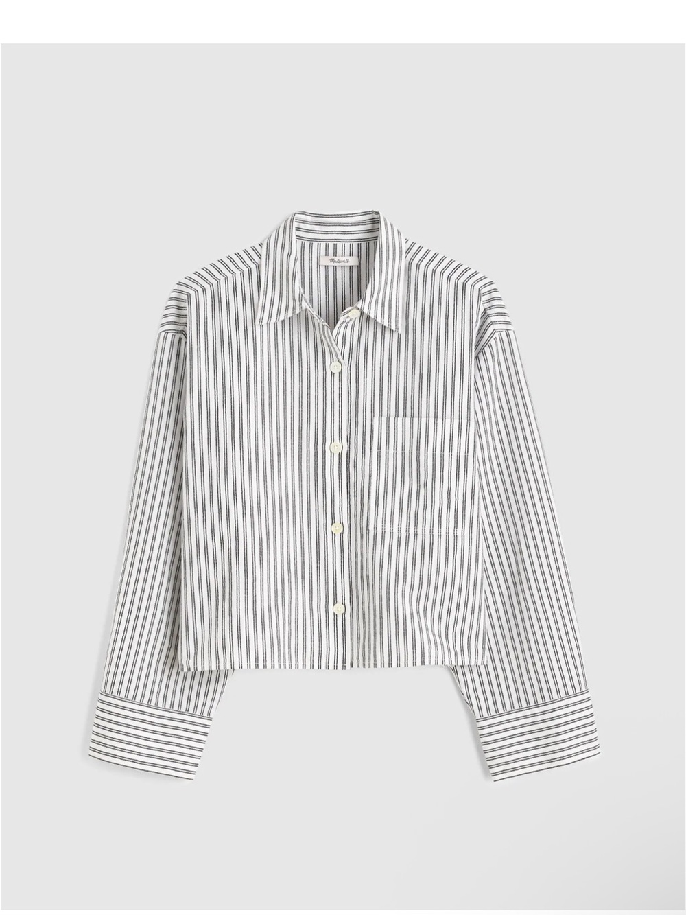 Girls' Striped Button-Down Shirt - Gray/White